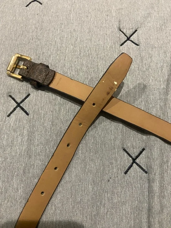 Michael Kors Tan Leather Belt Strap with Gold Chain Accent - Picture 4 of 9